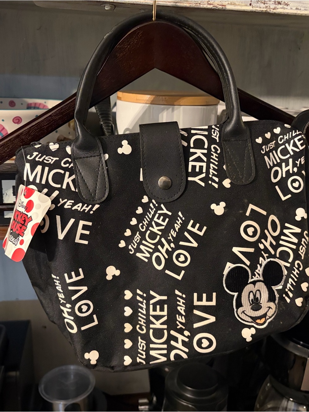 Disney Black & White Mickey Love Canvas Handbag